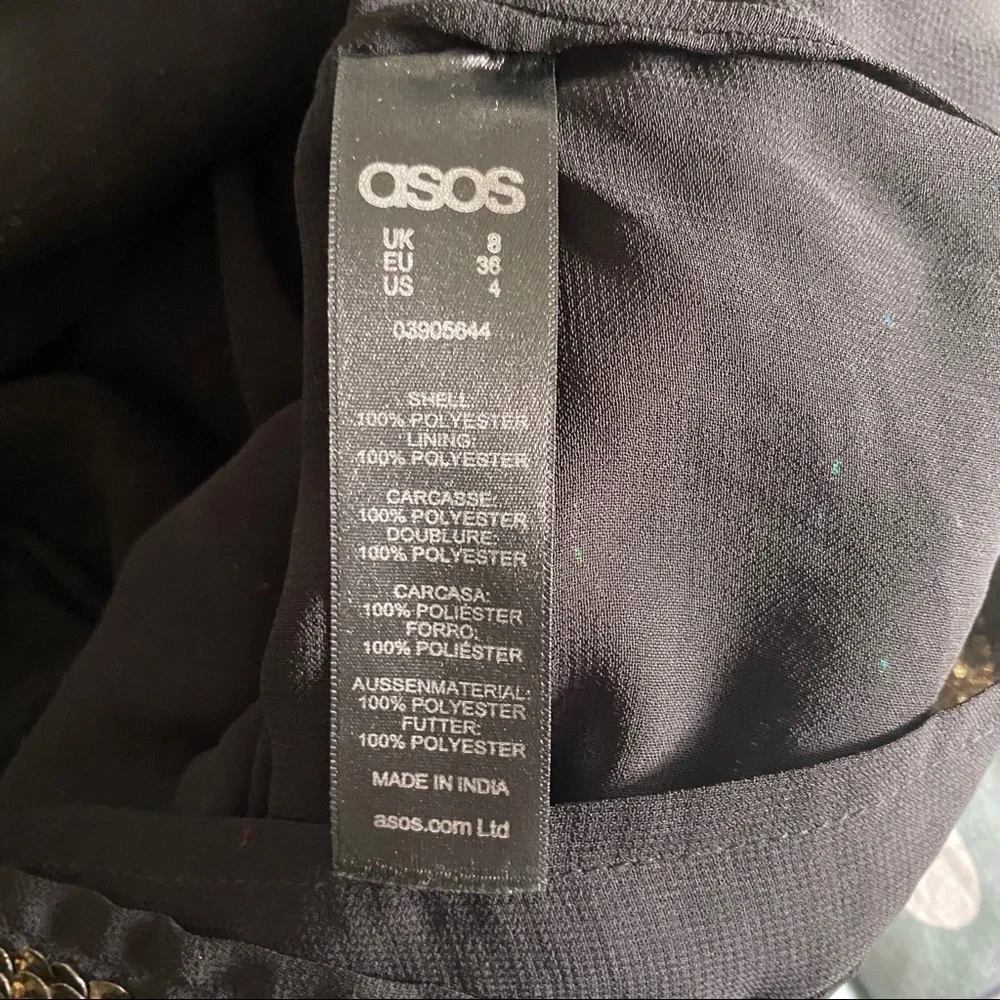 ASOS Premium Sequin Stripe Polo Mini T shirt Dress - Picture 7 of 9